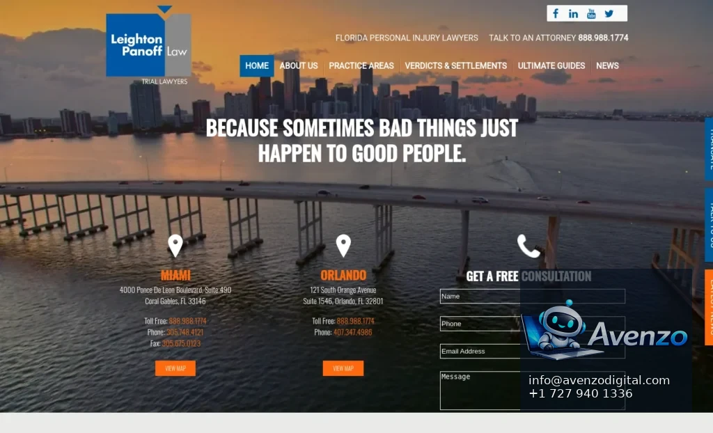 Leighton Panoff Law — Website Design & Development Case Study Homepage website screenshot