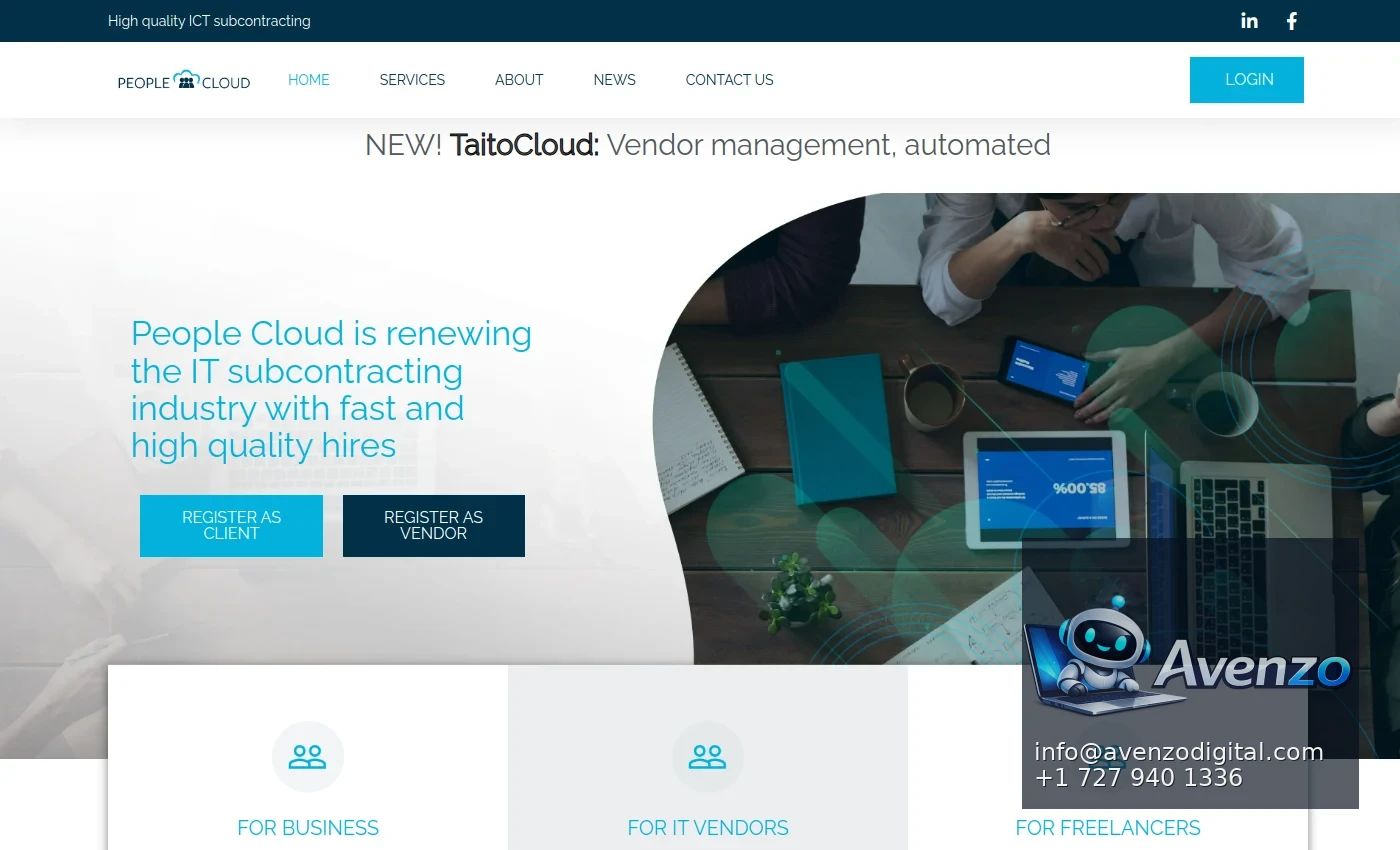 PeopleCloud — Website Design & Development Case Study Homepage website screenshot