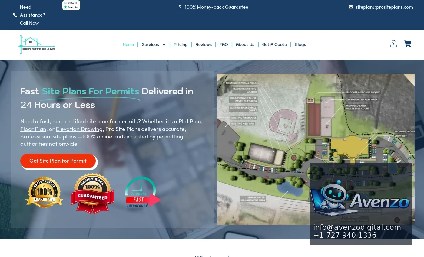 Pro Site Plans — E-commerce Website Case Study Homepage website screenshot