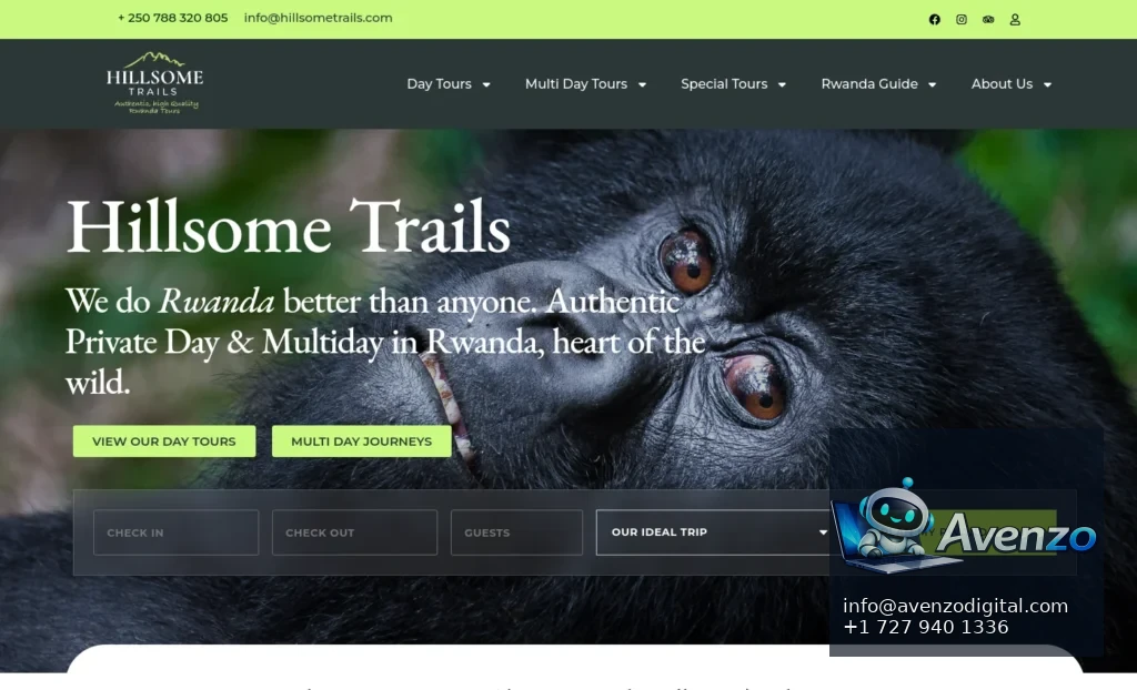 Rwanda Hillsome Trails — Website Design & Development Case Study Homepage website screenshot