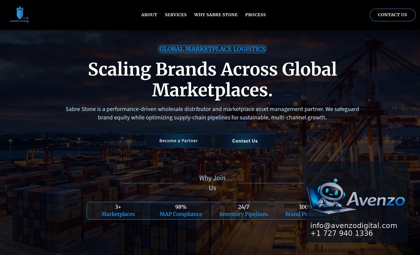 Sabre Stone — Website Design & Development Case Study Homepage website screenshot