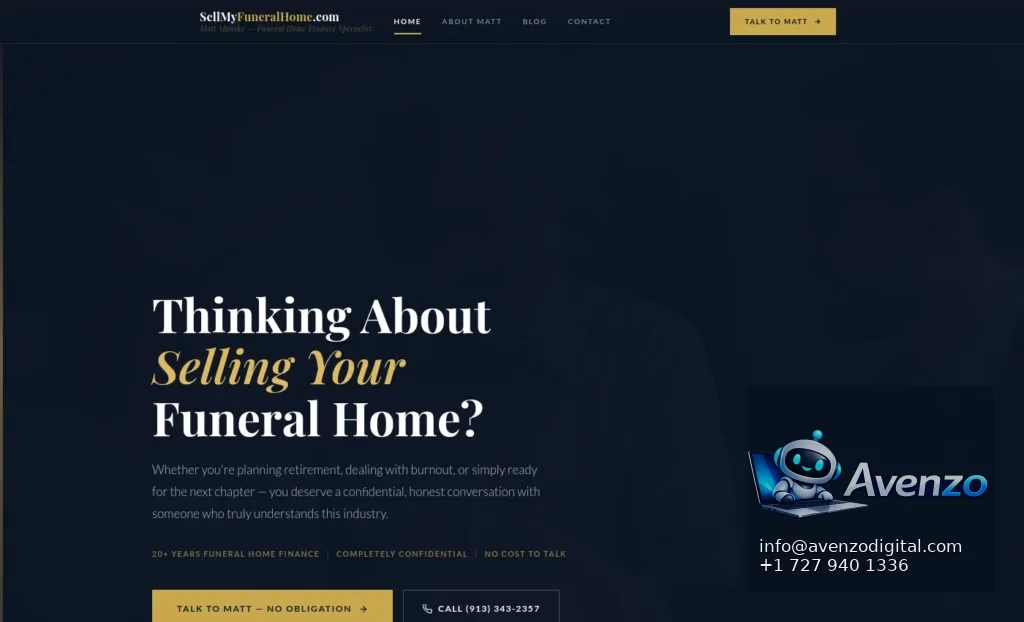 Sell My Funeral Home — Website Development Case Study Homepage website screenshot