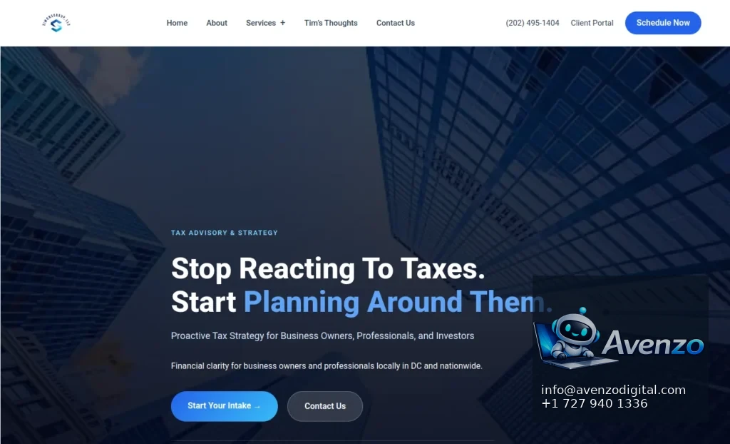Simonsgroup Tax Advisory — Website Redesign Case Study Homepage website screenshot