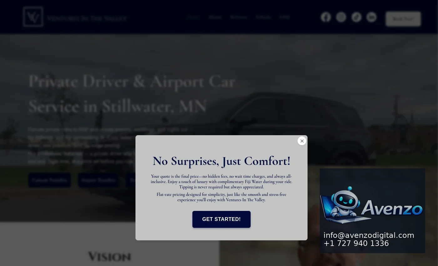 Ventures in the Valley — Website Development Case Study Homepage website screenshot