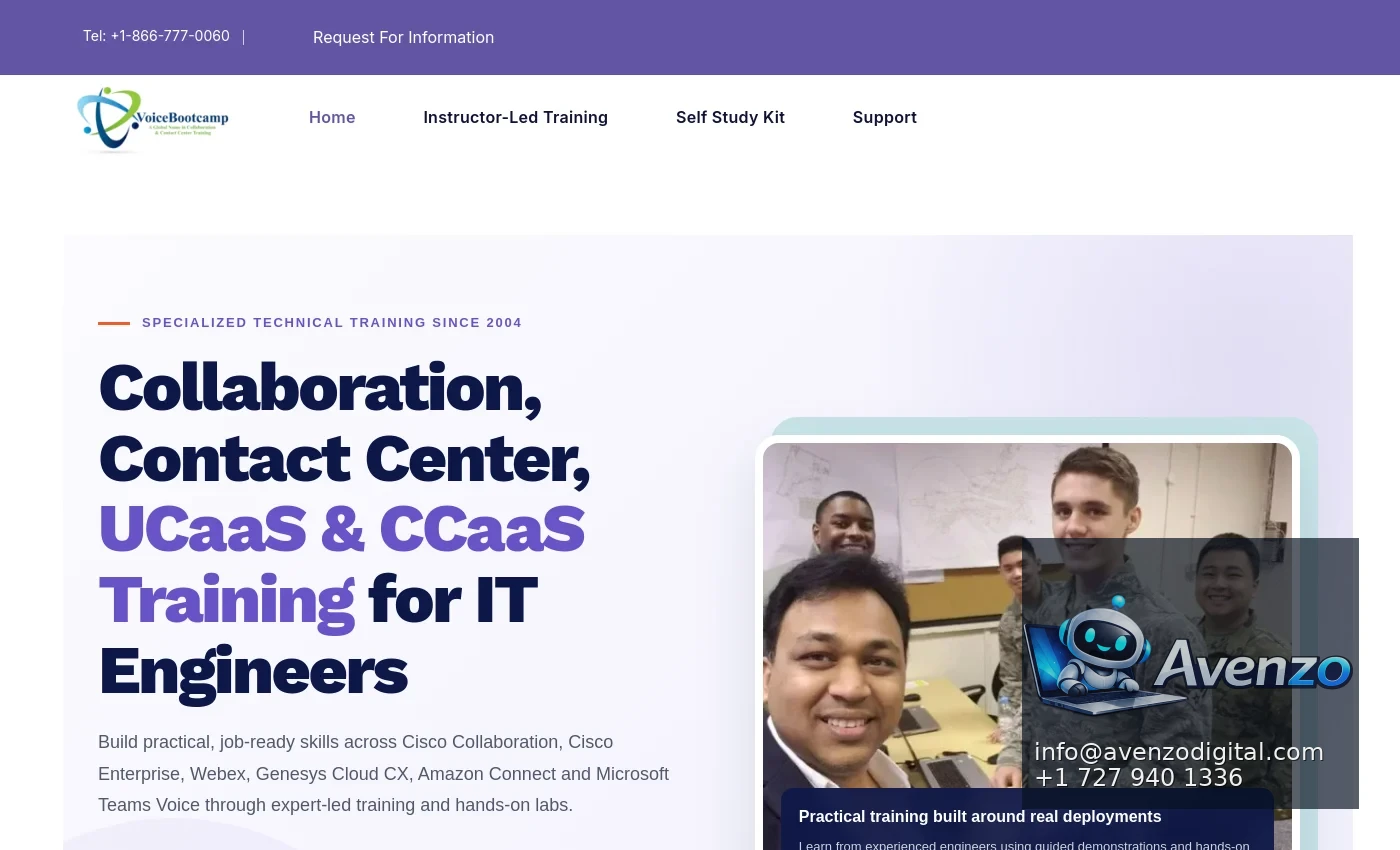 VoiceBootcamp — Website Redesign Case Study Homepage website screenshot